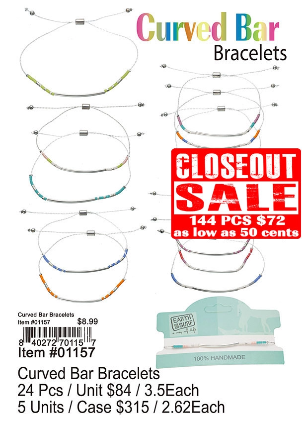 Curved Bar Baracelets - Closeout 144 Pcs.